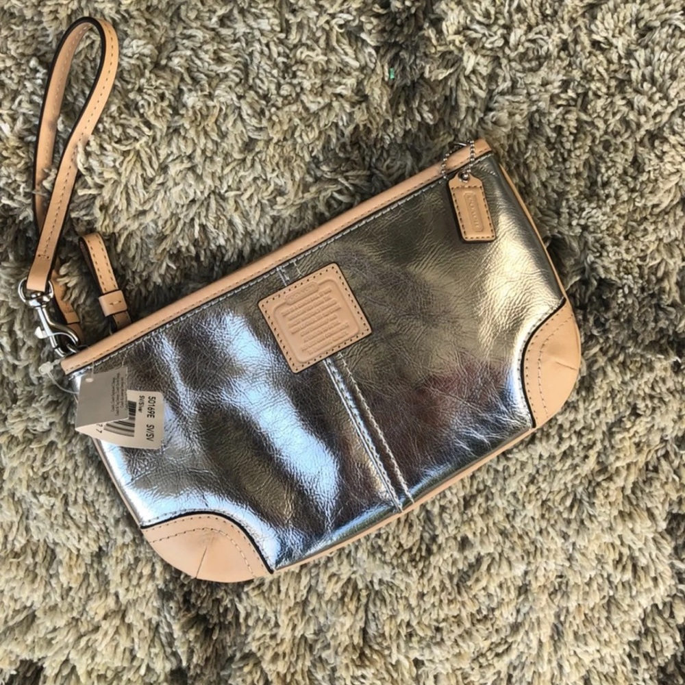 Silver Coach Wristlet